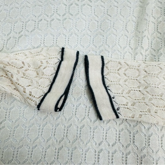 Belldini Women’s size XL Cream With Black Trim Open Front Knit Cardigan Sweater - Picture 9 of 13